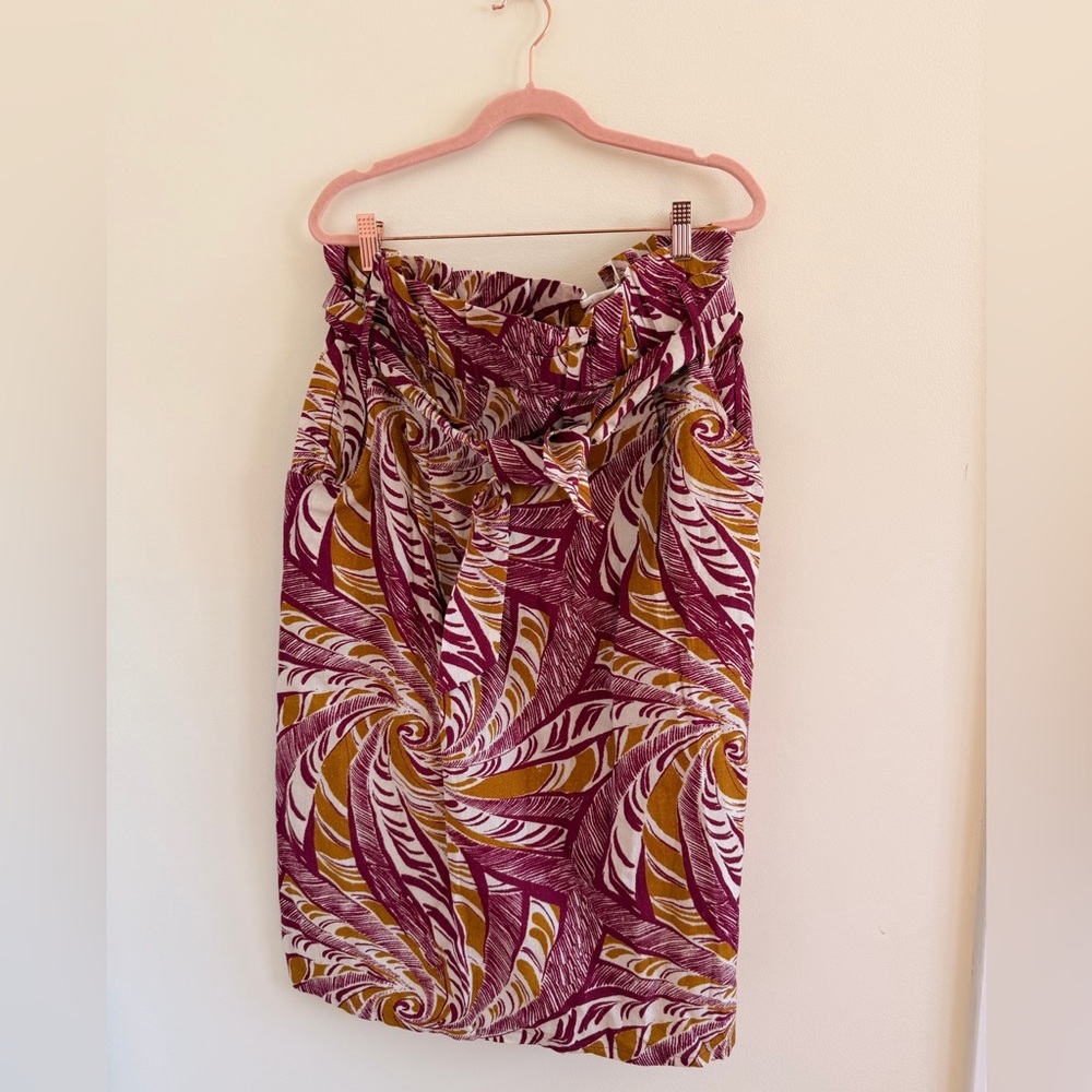 Anthropologie Maroon and Mustard Patterned Skirt